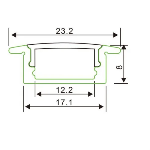 Профиль для светодиодных лент профиль alp001-r 3.0м врезной для led-ленты с рассеивателем, алюминий