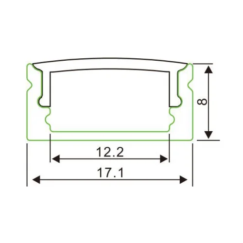Профиль для светодиодных лент профиль alp002-r 3.0м накладной для led-ленты с рассеивателем, алюминий