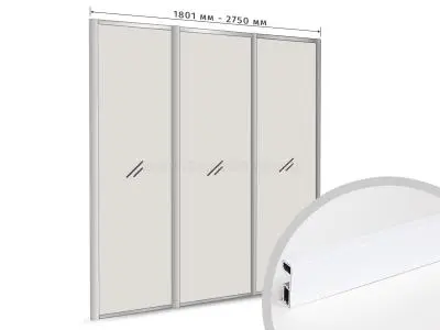 Комплекты ламинированного профиля компл. профиля-купе fit оптима на 3 двери (ширина шкафа 1801-2750 мм), белый глянец