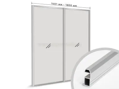 Комплекты профиля серии SLIM, FIT комплект профиля-купе slim на 2 двери (ширина шкафа 1401-1800 мм), матовое серебро