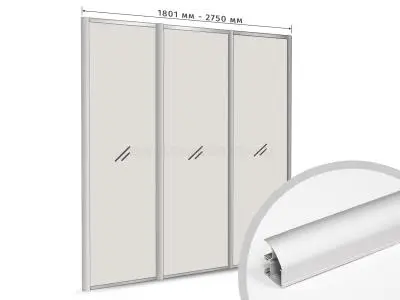 Комплекты анодированного профиля компл. профиля-купе с-образный рамир на 3 двери (ширина шкафа 1801-2750 мм), серебро