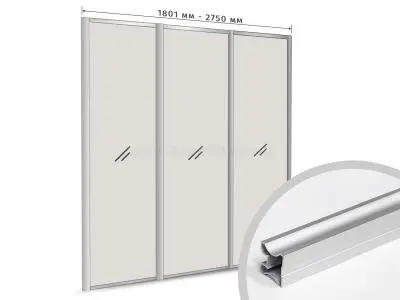 Комплекты анодированного профиля компл. профиля-купе н-образный рамир на 3 двери (ширина шкафа 1801-2750 мм), серебро