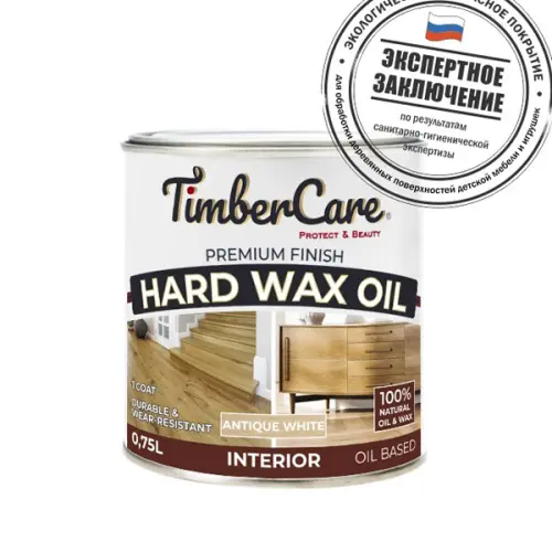 Масла и лаки для дерева TimberCare масло защитное с твердым воском timbercare hard wax oil, цвет античный белый, 0,175л