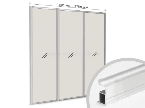 Комплекты профиля серии SLIM, FIT комплект профиля-купе fit на 3 двери (ширина шкафа 1801-2750 мм), матовое серебро