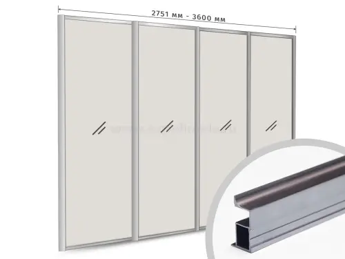 Комплекты профиля серии SLIM, FIT комплект профиля-купе fit на 4 двери (ширина шкафа 2751-3600 мм), графит браш